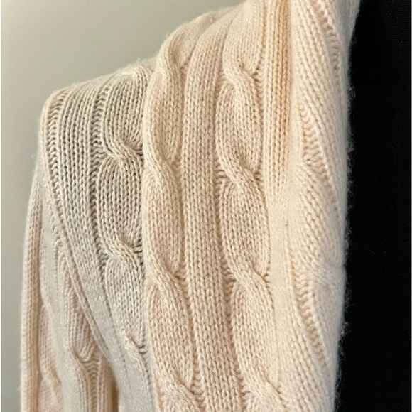 Ralph Lauren Women’s Cashmere Sweater, Size Medium, Cream with Black Velvet Ties - Picture 7 of 11